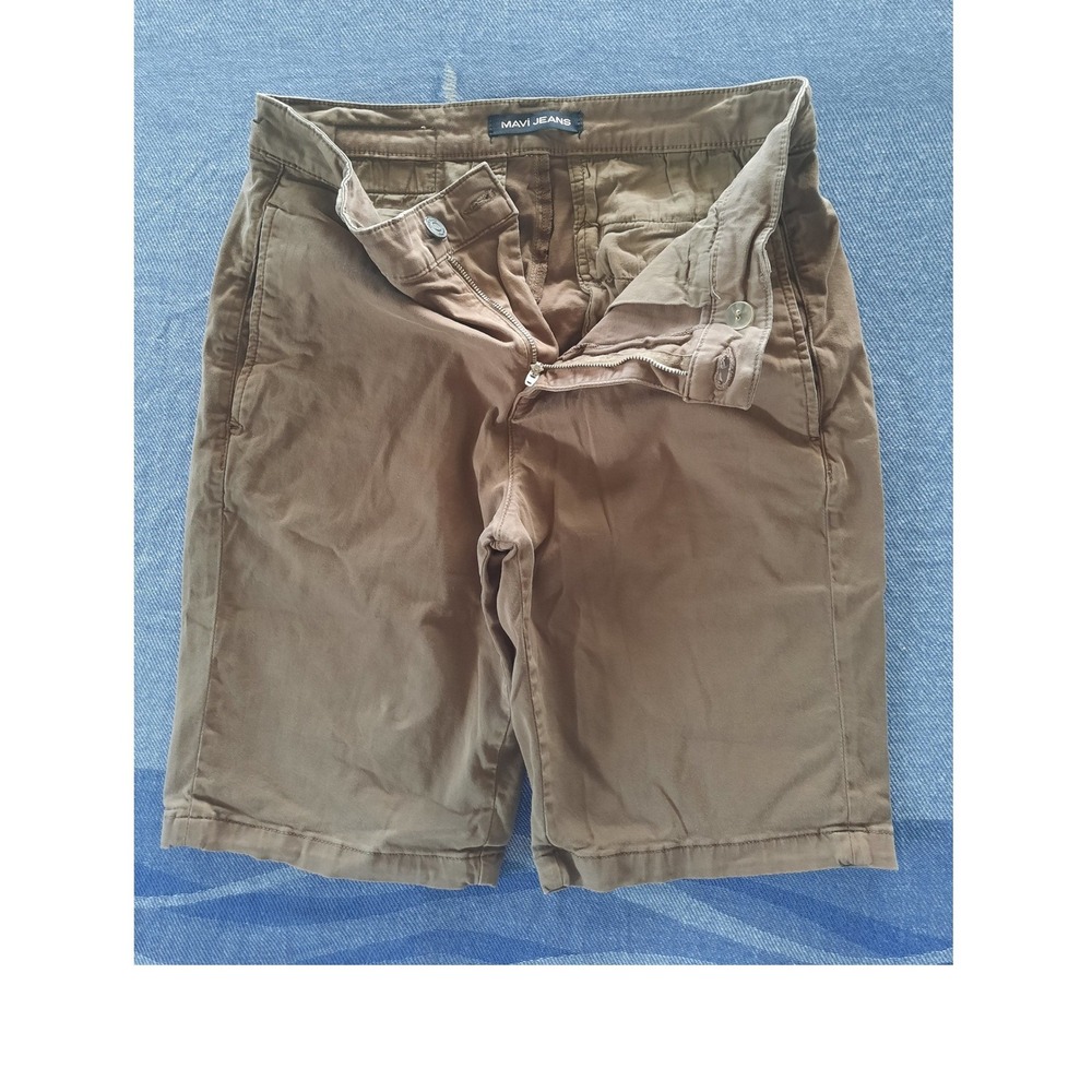 Mavi Mike Mens Chino Shorts Size 31 Olive Drab Brown Stretch Cotton Twill 043322